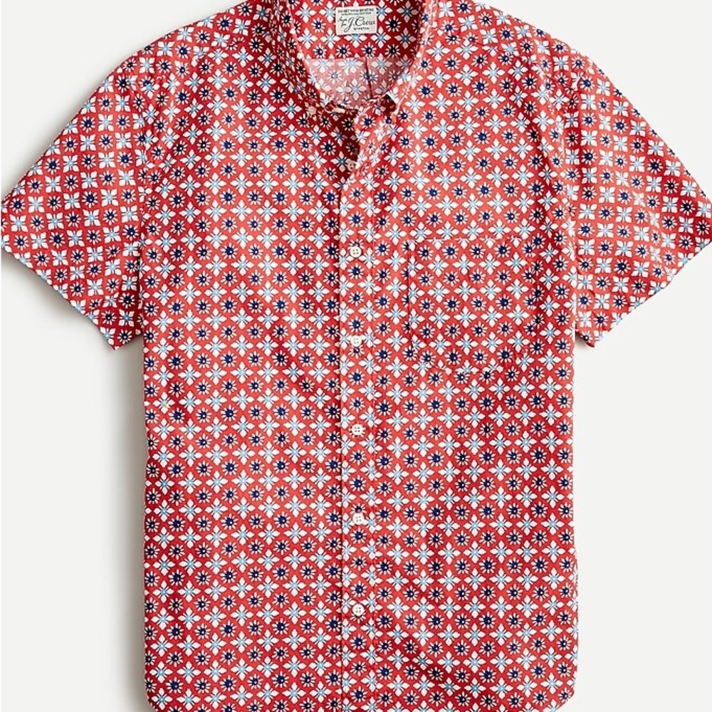 J. Crew Red and White Casual Button Down Shirt